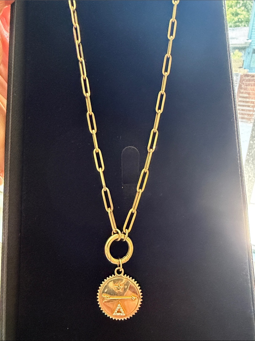 FoundRae 18k Yellow Gold Medium Clip Open Chain 24" & Dream Medallion Set